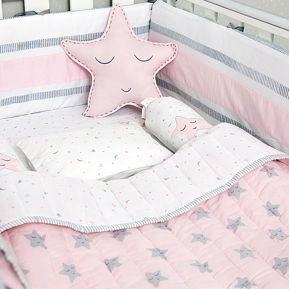 Newborn Organic Crib Bedding Set Sleepy Star Masilo Organic Baby