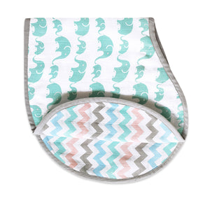 Swaddle & Burp Cloth Bib - Elephant Parade