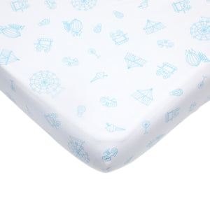 Organic Cotton Cot Bedding Set – Carnival  Blue