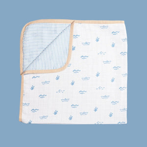 Organic Muslin Blanket - Sea Breeze