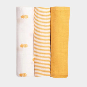 Organic Muslin Swaddles (Set of 3) – Pineapple Bliss