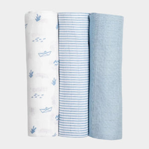 Organic Muslin Swaddles (Set of 3) – Sea Breeze