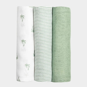 Organic Muslin Swaddles (Set of 3) – Palm Paradise