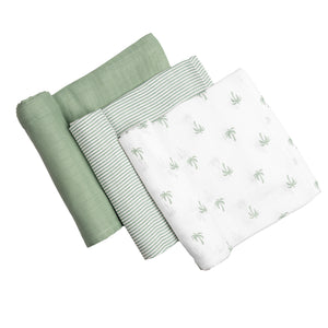 Organic Muslin Swaddles (Set of 3) – Palm Paradise