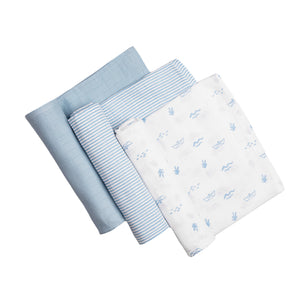 Organic Muslin Swaddles (Set of 3) – Sea Breeze