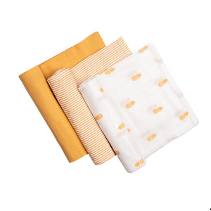 Organic Muslin Swaddles (Set of 3) – Pineapple Bliss