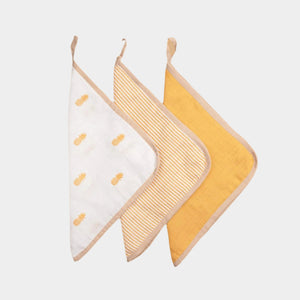 Organic Muslin Washcloths (Set of 3) – Pineapple Bliss