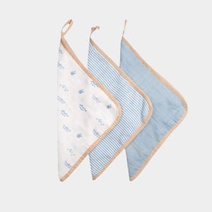 Organic Muslin Washcloths (Set of 3) – Sea Breeze