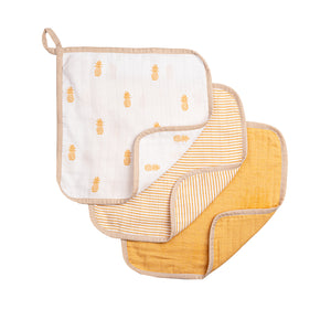 Organic Muslin Washcloths (Set of 3) – Pineapple Bliss