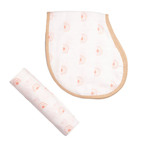 Swaddle & Burp Cloth Bib - Over the Rainbow