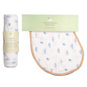 Swaddle & Burp Cloth Bib - Sea Breeze