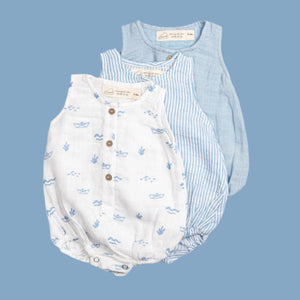 Organic Muslin Baby Romper (Pack of 3) – Sea Breeze