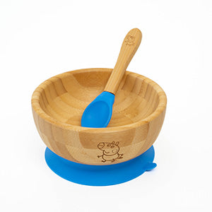 Limited Edition Peppa Pig Bamboo Bowl + Spoon - Blue