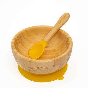 Limited Edition Peppa Pig Bamboo Bowl + Spoon - Yellow