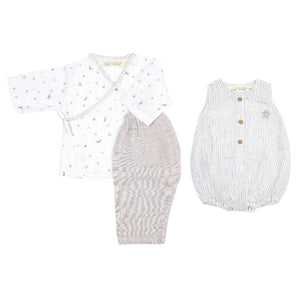 All Day Set (Romper & Kimono) - Sleepy Star Gold