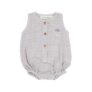 Organic Muslin Baby Romper (Pack of 3) – Ochre/Grey stripe/Grey