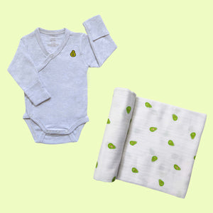 Baby Bodysuit & Swaddle Gift Set – Avocado