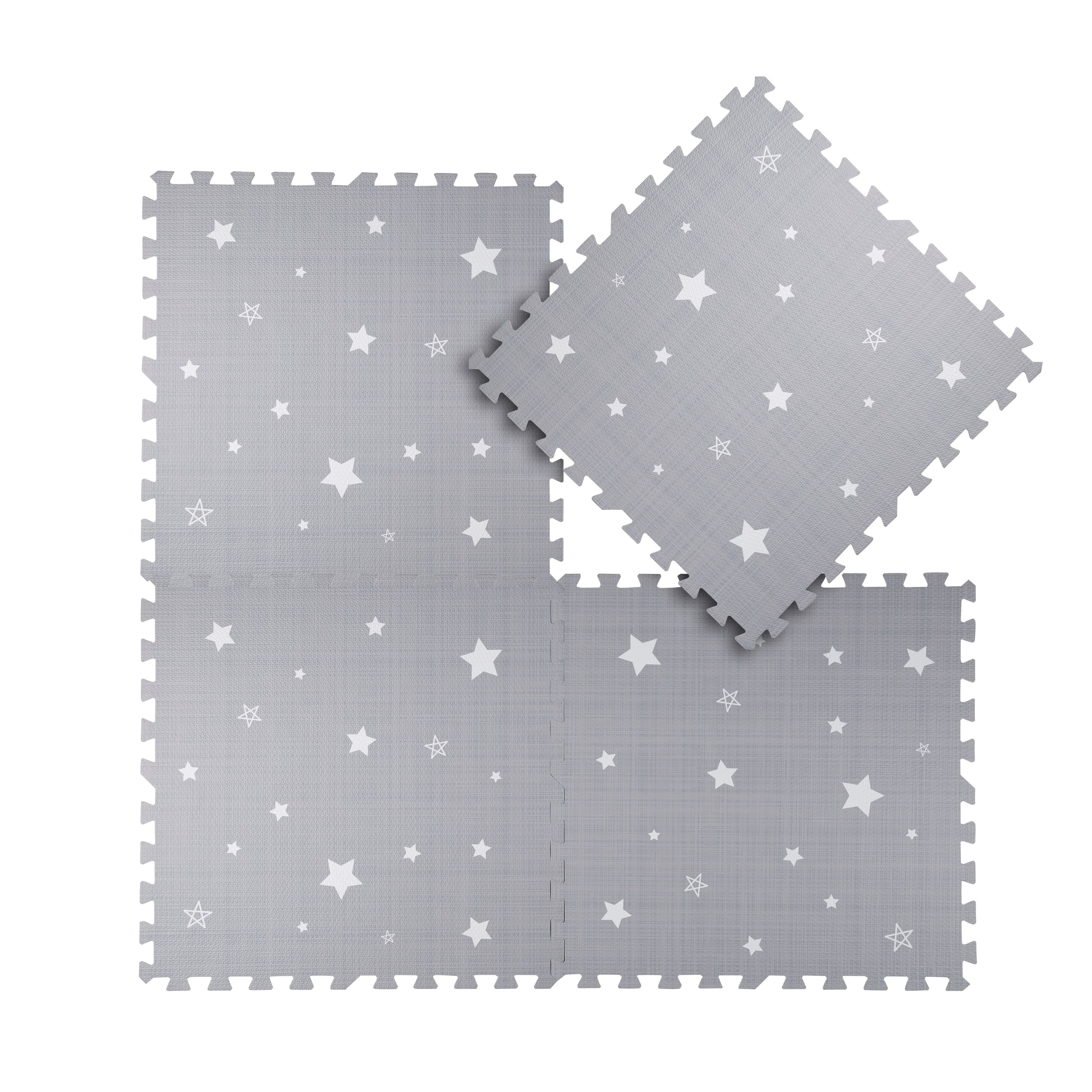 Foam Tiles Playmat Grey/White Stars - Main Image