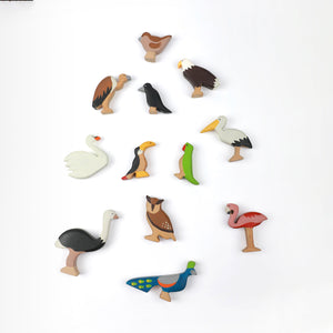 Wooden Flock of Birds (Set of 12)