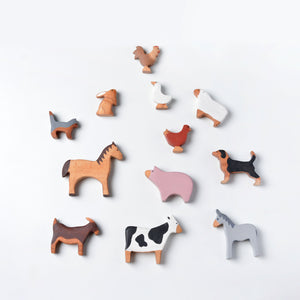 Wooden Farm Animals (Set of 12)