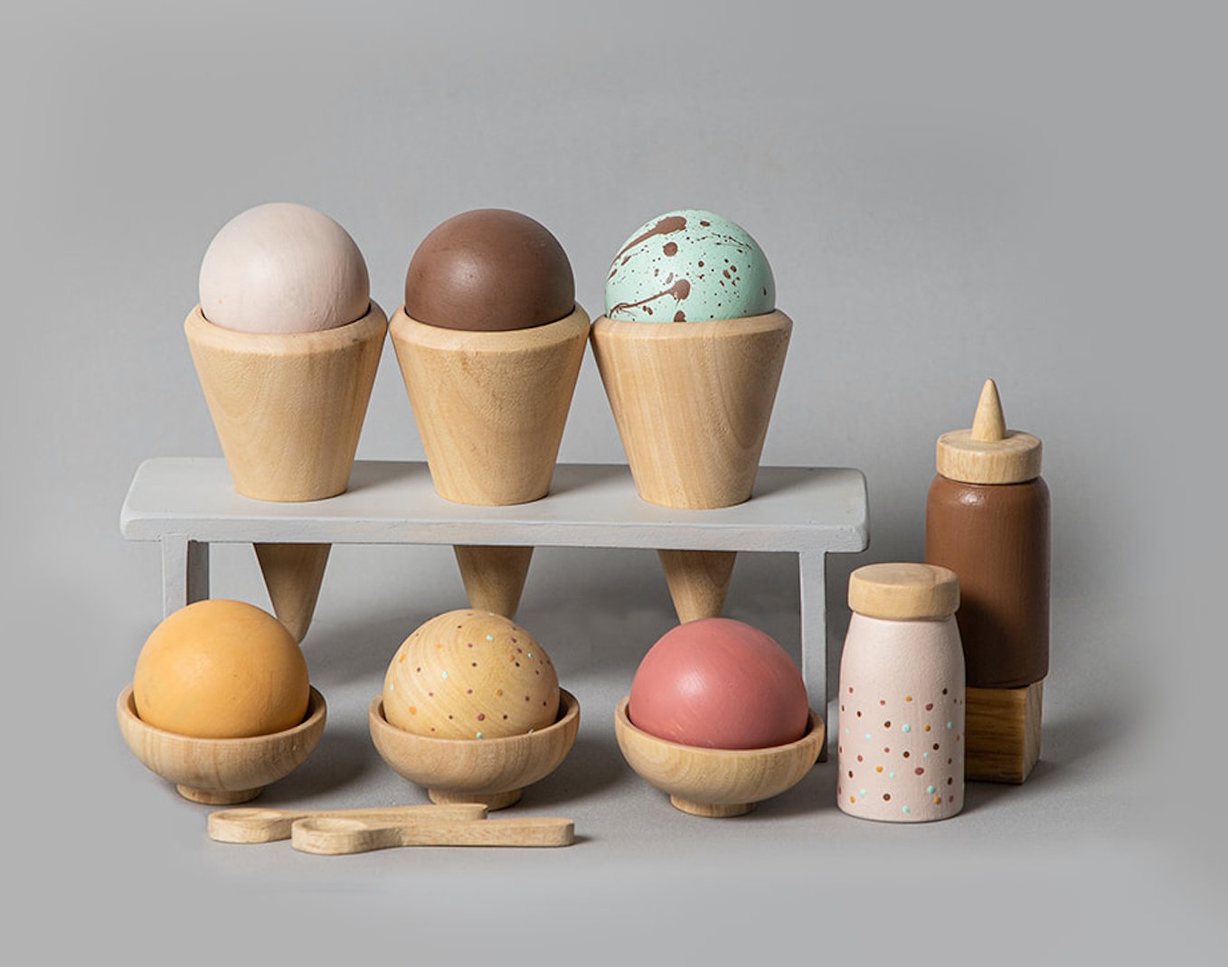 Wooden ice online cream set