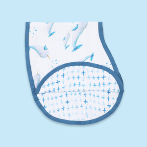 Bamboo Muslin Burp Cloth & Bib - Believe In Narwhals