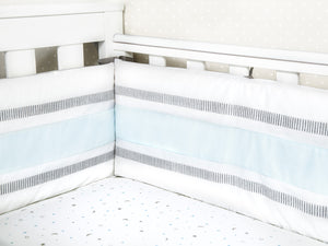Cot Bumper with Removable Zip Cover - Blue/Stripe