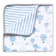 Organic Muslin Cot Bedding Set – Up, Up & Away (Blue)