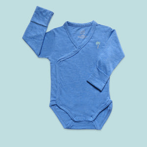 Long Sleeve Kimono Bodysuit - Blue Heather