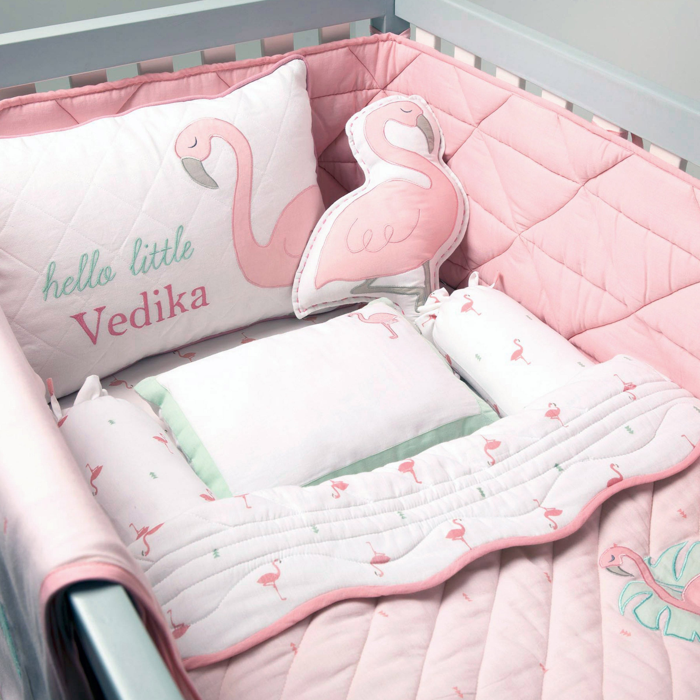 Newborn Organic Cot Bedding Set Flamingo Masilo Organic Baby