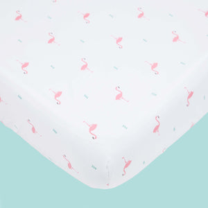 Organic Cotton Cot Bedding Set – Hello Flamingo - Main Image