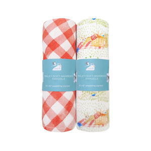 Bamboo Muslin Swaddles (Set of 2) – Picnic Party & Gingham Checks