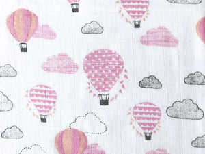 Organic Muslin Sleeping Bag – Up, Up & Away (Pink)