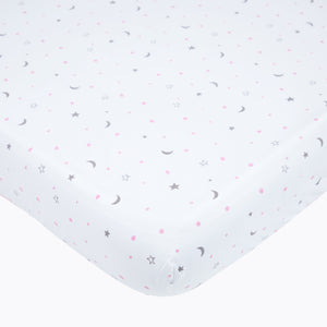 Organic Cotton Fitted Cot Sheet – Sleepy Star (Pink)