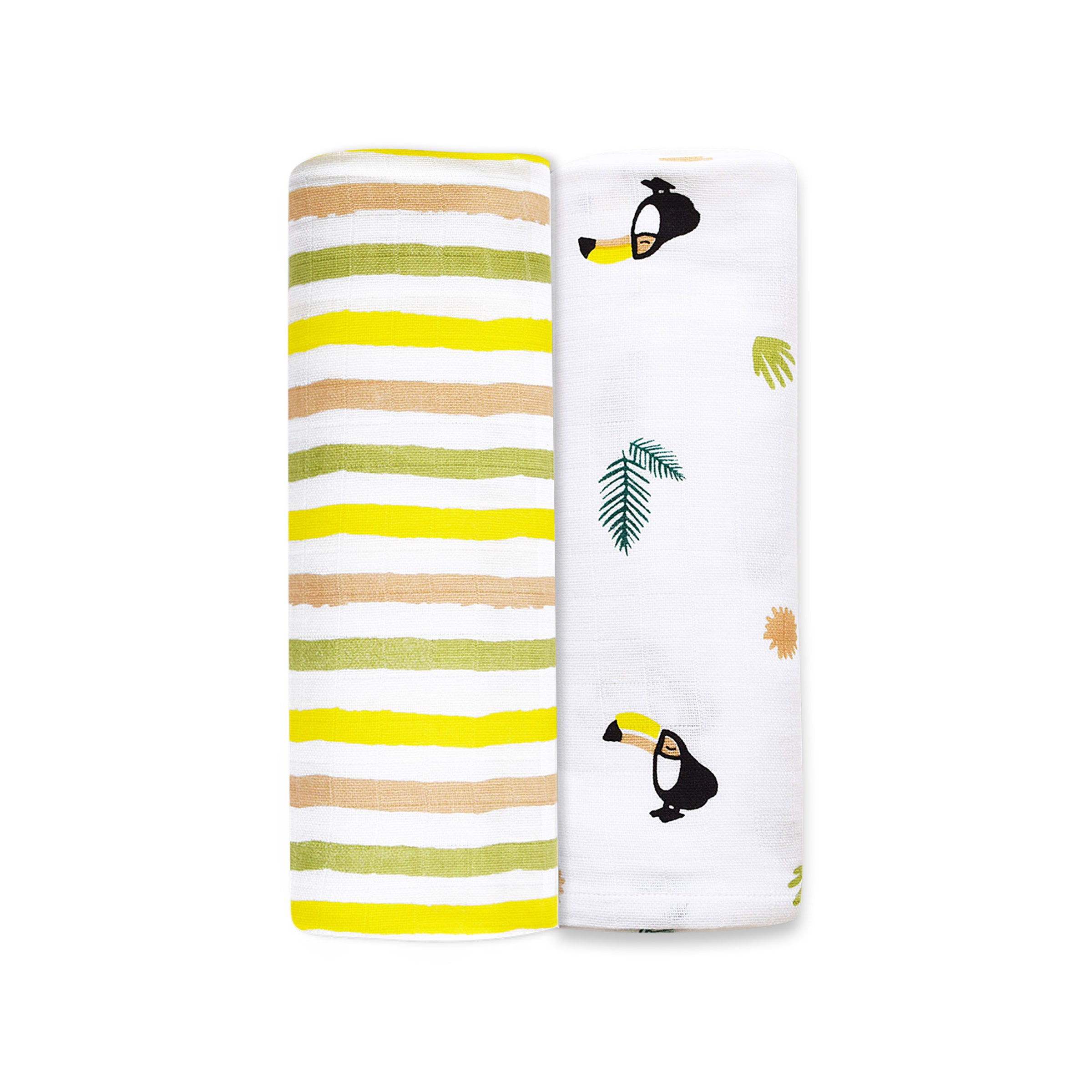 Organic Muslin Swaddles (Set of 2) Tropical Toucan
