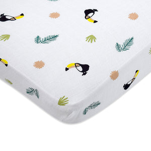 Organic Muslin Cot Bedding Set – Tropical Toucan