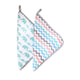 Organic Muslin Washcloths (Set of 2) – Up, Up & Away (Blue)