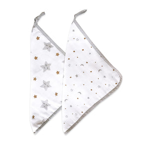 Organic Muslin Washcloths (Set of 2) – Sleepy Star (Metallic)